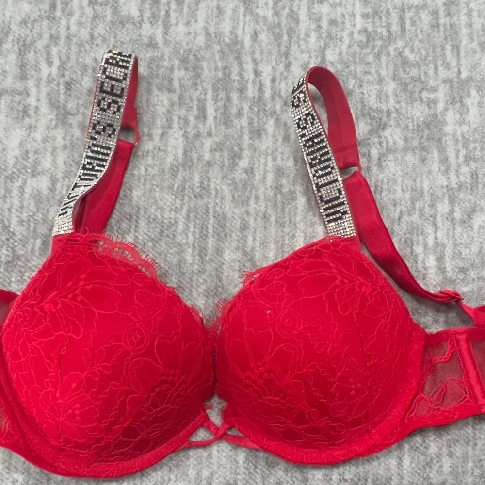 Victoria's Secret Red Bra with Embellished Straps